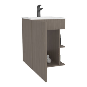 English Elm Colton Compact Free-Standing Bathroom Vanity 45cm Narrow Sink Cabinet with Hidden Door & Shelf Light Gray 28.74 L x 22.83 W x 4.33 H B200S00446