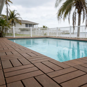 English Elm 11-pack Interlocking Wood Composite Deck Tiles Waterproof Snap Fit Patio Flooring W1578P352576