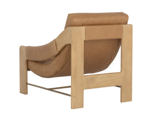 Sunpan RAFFERTY Lounge Chair - Luxurious Dark Olive Leather with Solid Oak Frame and Brushed Gold Accents Brown 112677