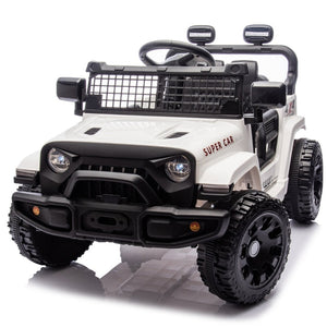 English Elm 24v Kids Ride on Car with Parental Remote Four Wheel Suspension Led Lights Bluetooth White W1578P235083