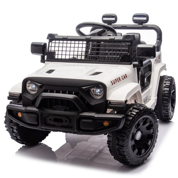 English Elm 24v Kids Ride on Car with Parental Remote Four Wheel Suspension Led Lights Bluetooth White W1578P235083