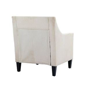 English Elm COOLMORE Modern Accent Chair with Corduroy Upholstery, Solid Wood Frame, Supportive Dual Pillows for Cozy Living Spaces Beige W395P195355