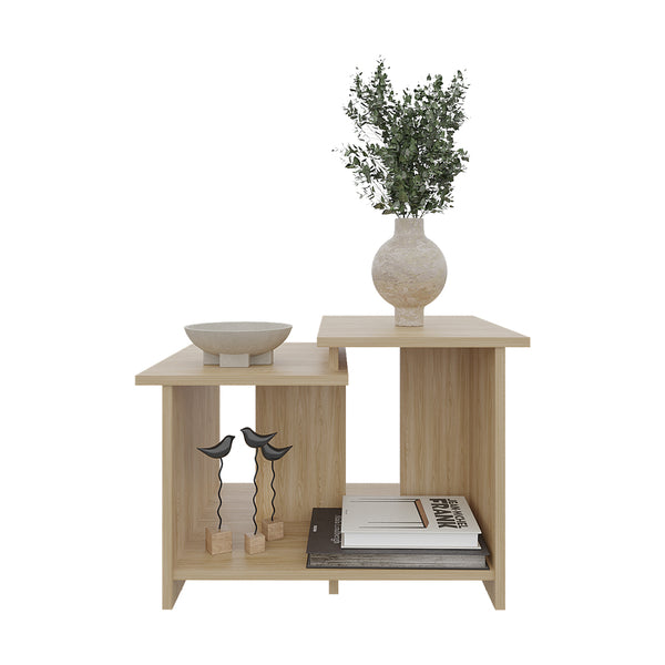 English Elm Sedalia Light Pine Coffee Table with Sleek White Finish, 2 Storage Compartments for Living Room Decor B092P269936