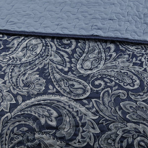 English Elm 5 Piece Aubrey Reversible Jacquard Bedspread Set King with Paisley Motif, Gold Sheen, Quilted Elegance Navy 22.83 L x 18.11 W x 7.48 H B03597644