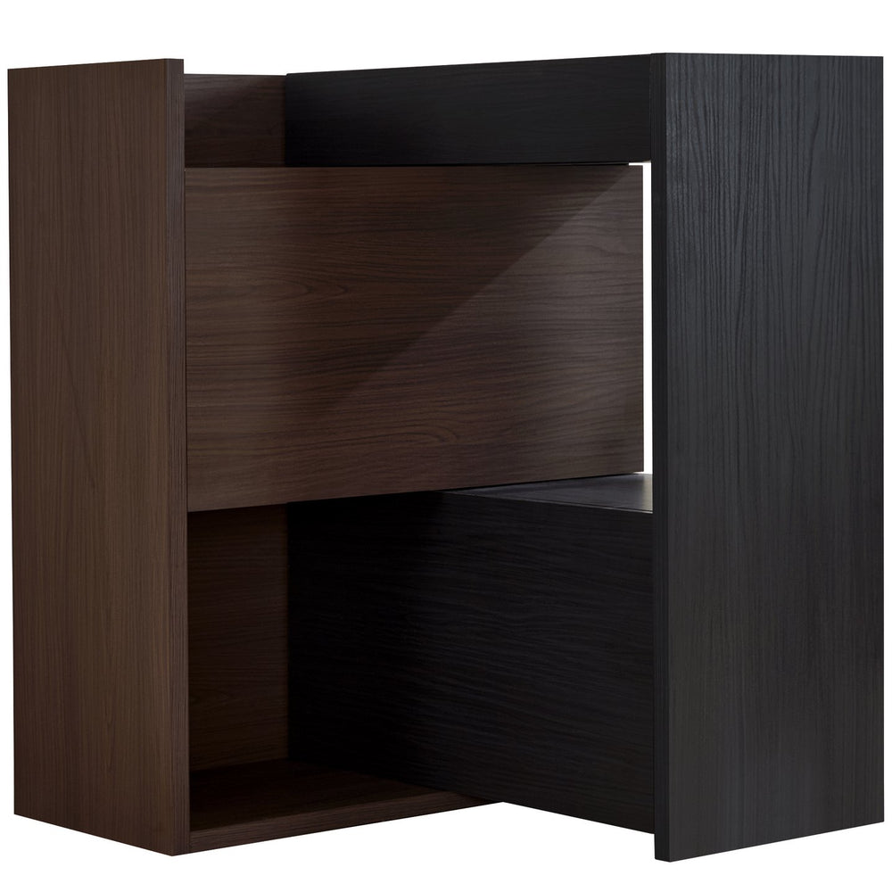 English Elm 32.5''-58.8''W Expandable Rotating Storage Cabinet with Drawer & Flip Doors, Modern Black Walnut Elegance N845P261744D