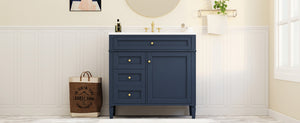 English Elm 36'' Modern Bathroom Vanity With Single Sink, 2 Drawers & Adjustable Shelf For Stylish Storage Solutions SW000119AAC-2