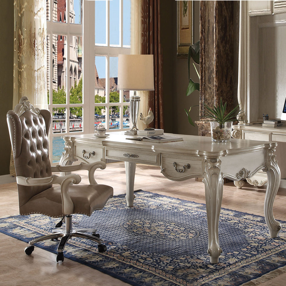 English Elm Vintage Vintage Grey and Bone White Swivel Chair with High Back, Button-Tufted Nailhead Trim Accent (97) B062P189123