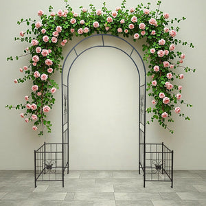 English Elm Garden Arch Arbor Trellis For Climbing Plants - Elegant Metal Wedding Arch For Outdoor Events & Patios W840P321537