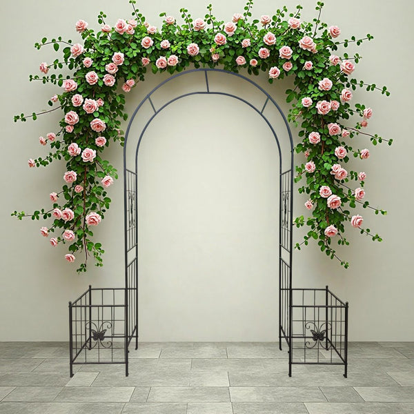 English Elm Garden Arch Arbor Trellis For Climbing Plants - Elegant Metal Wedding Arch For Outdoor Events & Patios W840P321537