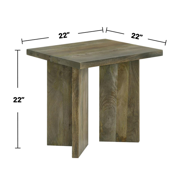 English Elm Square Solid Mango Wood End Table Rustic Brown Accent Table | Handcrafted, Durable, Natural Texture B016P373127