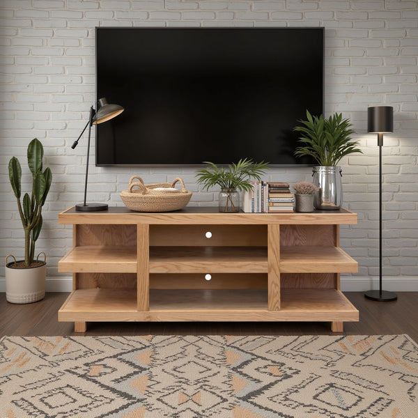 English Elm Laurel Canyon 64-Inch Tv Stand For 70" Tvs, Fully Assembled, Rustic Natural Finish With Cable Management B108P292264