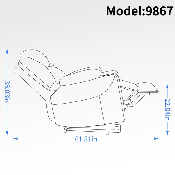English Elm Up to 350 Lbs Chenille Power Lift Recliner with Massage Heating and Usb Charging Ports Brown W3224S00001