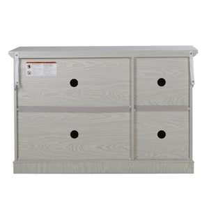 English Elm 45" Mirrored Acrylic Door Sideboard Mdf Buffet Cabinet with Adjustable Shelves White Oak W2899P372749
