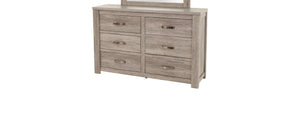 English Elm Rustic Six Drawer Dresser Weathered Gray Finish with Metal Handles for Farmhouse Bedroom B011P447492