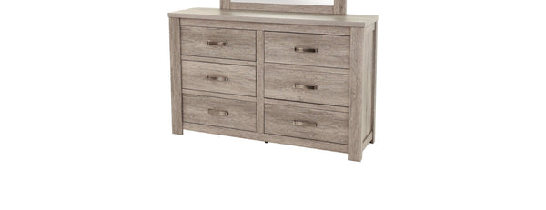 English Elm Rustic Six Drawer Dresser Weathered Gray Finish with Metal Handles for Farmhouse Bedroom B011P447492