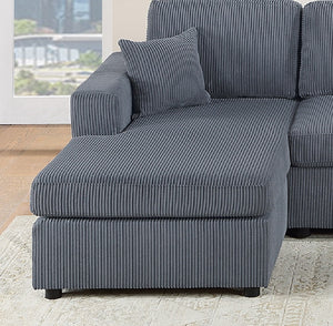 English Elm Stunning Corduroy 2pc Sectional Sofa with Dual Chaises, Square Arms, Plush Pillows, Modern Luxe Dark Gray 69 L x 35 W x 18 H B011S01237