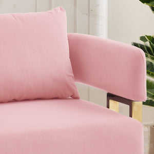 English Elm Ts Velvet Accent Chair Set of Two with Gold Metal Legs for Living Room or Office Pink W2311P414941
