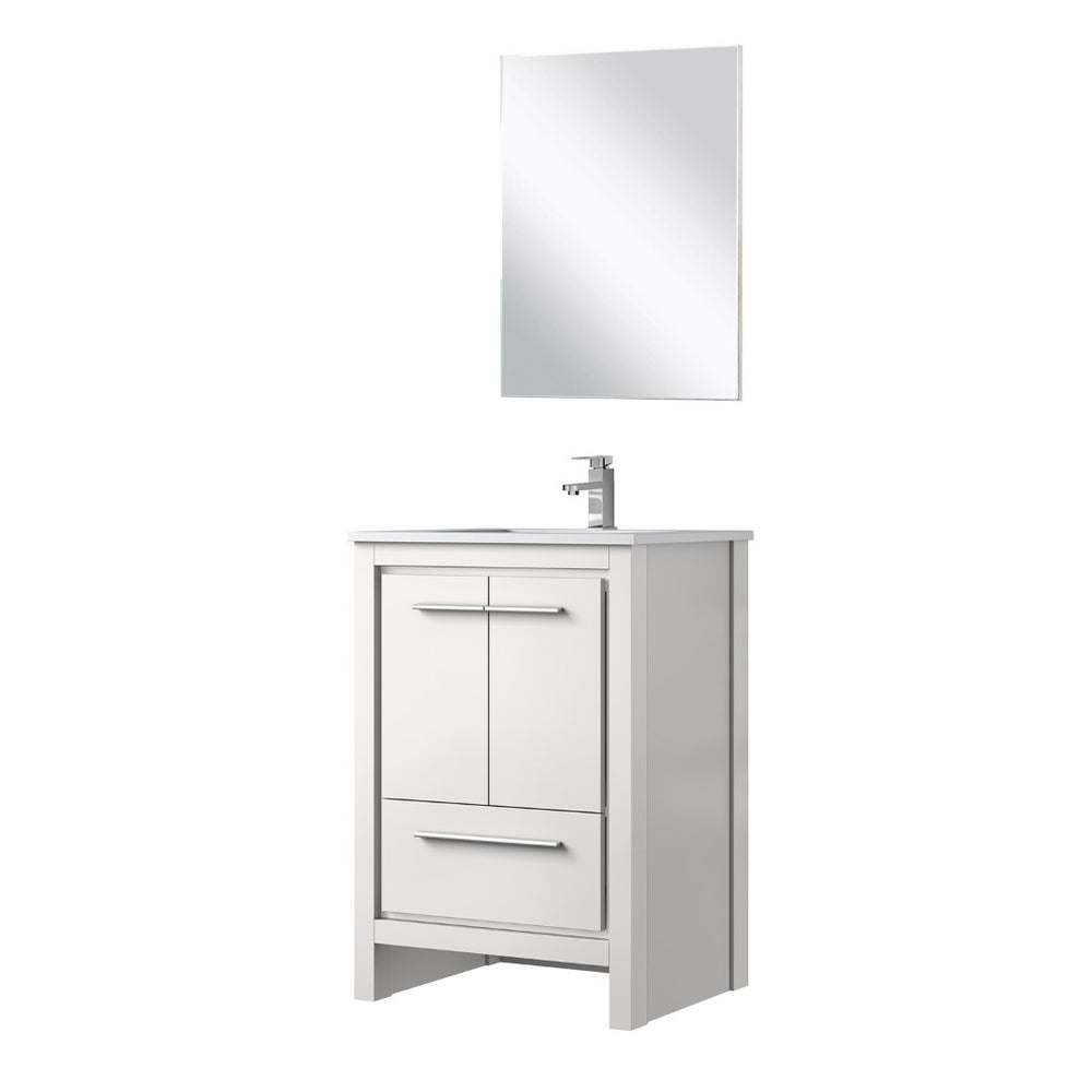 English Elm White Bath Vanity Set With Quartz Top, Chrome Faucet, And Mirror - Perfect For Small Spaces! B2731S02035-GIGA