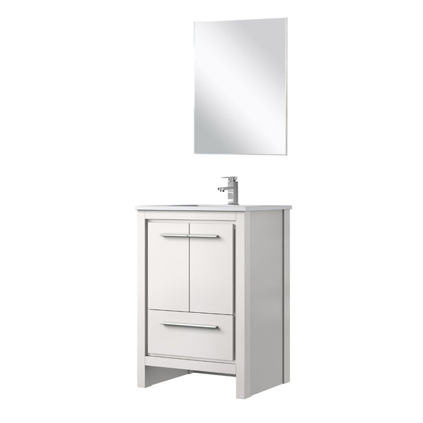 English Elm White Bath Vanity Set With Quartz Top, Chrome Faucet, And Mirror - Perfect For Small Spaces! B2731S02035-GIGA