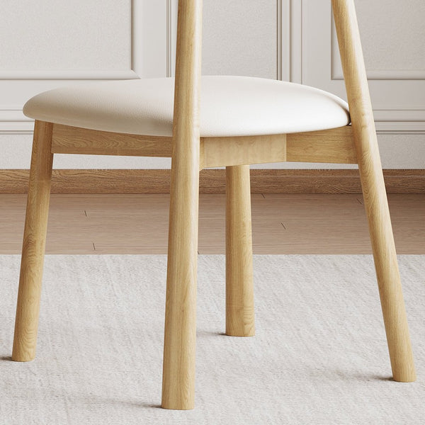 English Elm Set of 2 Armless Wood Dining Chairs Leather Cushioned Ergonomic Curved Back Natural W2700P388274
