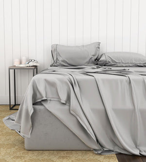 English Elm Bamboo Cotton Blend Sheet Set Breathable Moisture Wicking Soft Weave for Cool Sleep Light Gray B180P172137