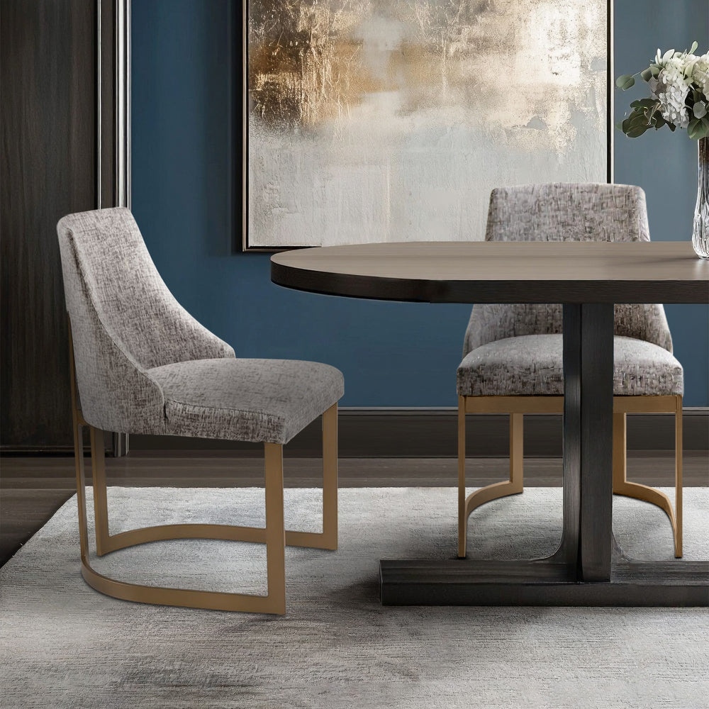 JLA Home Madison Park - Dining Chair Set of 2 — Modern Grey Upholstered Seats with Antique Gold Metal Legs, Ergonomic Curves MP108-0956
