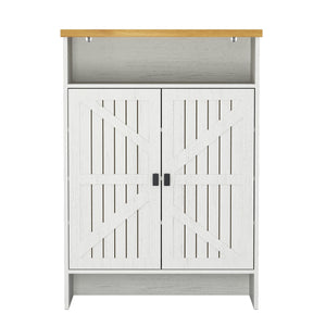 English Elm Modern Six-Drawer MDF Cabinet with Rounded Metal Corners, Smooth Glides & Sleek Minimalist Style White W3226P279089