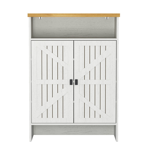 English Elm Modern Six-Drawer MDF Cabinet with Rounded Metal Corners, Smooth Glides & Sleek Minimalist Style White W3226P279089