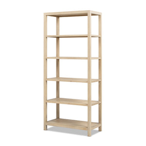 English Elm Ellis Reclaimed Pine Five Shelf Tall Bookcase with Cerused Finish for Living Spaces B2719P485506