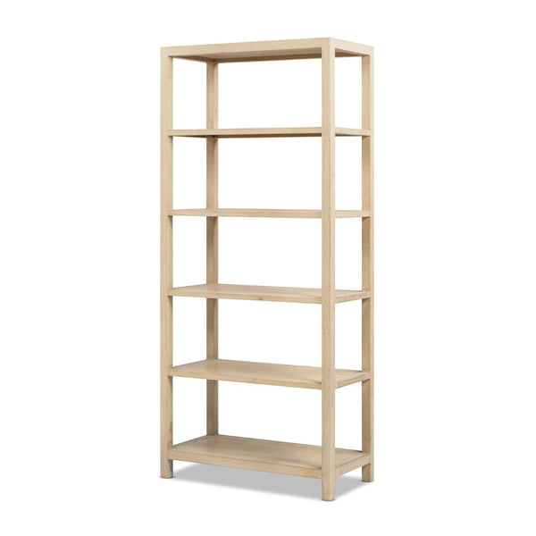 English Elm Ellis Reclaimed Pine Five Shelf Tall Bookcase with Cerused Finish for Living Spaces B2719P485506