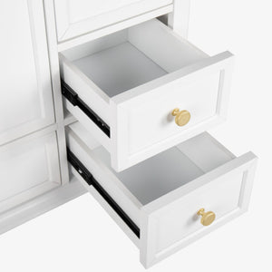 English Elm 35.6" Freestanding Bathroom Vanity with Roman Column Base and Ceramic Integrated Sink White W1801S00003