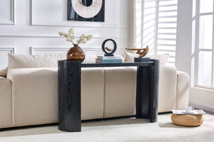 English Elm Double-layer Matte Black Console Table Curved Shelf Minimalist Entryway Sofa Side W3875P388009