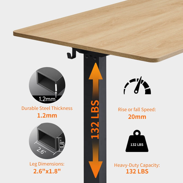 English Elm Electric Standing Desk Mahogany Steel Frame Sit Stand Home Office Workstation Amber+Graphite,Natural Wood W1769P415271