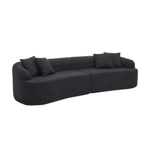 English Elm Curved Modular Sectional Sofa with High-Density Foam Compression, No-Assembly Modern Minimalist Comfort Black W487S00359