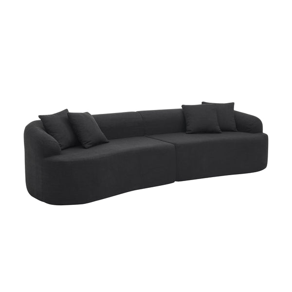 English Elm Curved Modular Sectional Sofa with High-Density Foam Compression, No-Assembly Modern Minimalist Comfort Black W487S00359