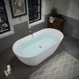English Elm 55" Acrylic Freestanding Soaking Tub with Insulated Walls and Glossy Spa Finish T5287P418039