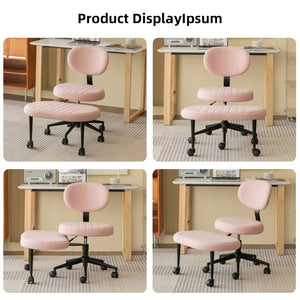 English Elm Ergonomic Cross Legged Office Chair with Lumbar Support Swivel Base and Rolling Casters Pink W3394P419036