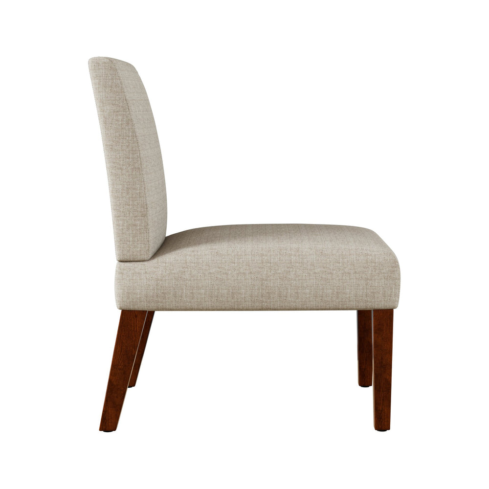 English Elm Fabric Accent Chair Set of 2 with Round Wood Table, Contemporary Armless Slipper Chairs for Small Spaces W1420P175368