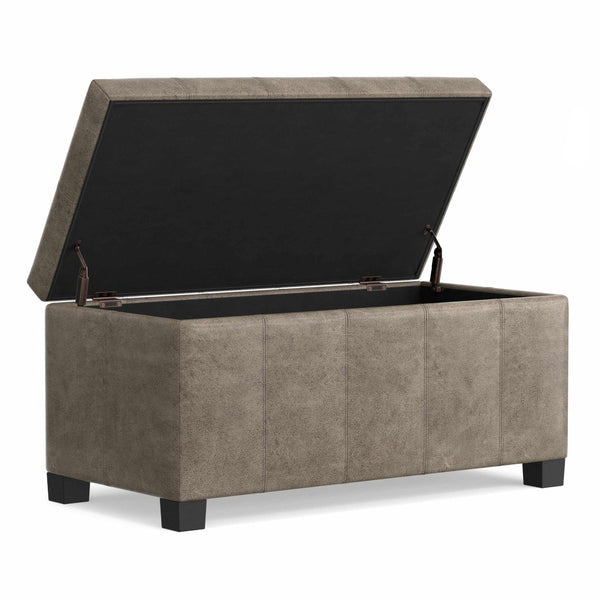 English Elm Dover Lift Top Storage Bench in Vegan Leather for Entryway Bedroom or Living Room B136P439026