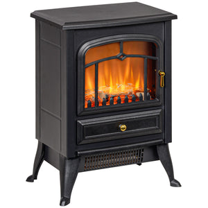 English Elm Homcom 21" Freestanding Electric Fireplace Heater With Realistic Led Flames & Safety Features, Black W2225P249843