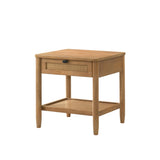 Vichy Light Walnut Nightstand: Unique Design, Durable Build, Storage Drawer & Shelf