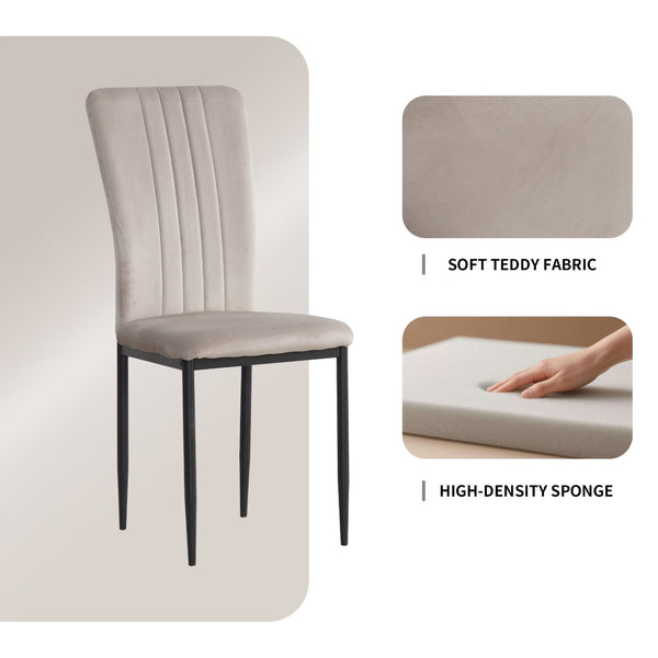 English Elm Dining Chair Set of 4 Velvet Upholstered Curved Back with Powder Coated Metal Legs Gray W3851P407807