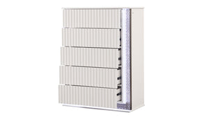 English Elm Fabio Contemporary 5-Drawer Chest with Diamond Side Accents, LED Lighting & Velvet-Lined Top Drawer B009P309321