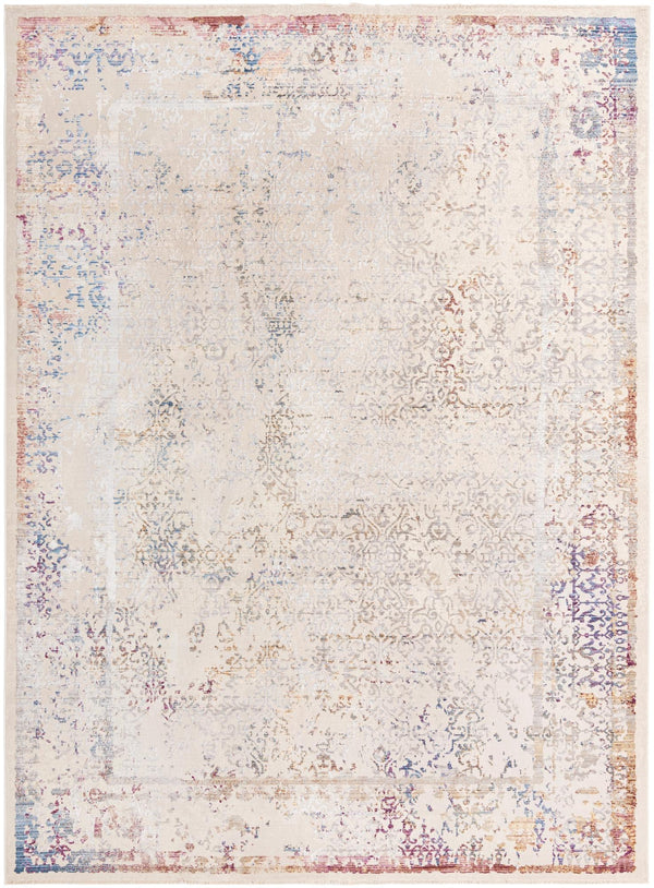 Unique Loom Deepa Ombre Machine Made Floral / Botanical Rug Ivory, Beige/Gray/Silver/Rust Red/Blue/Light Brown 10' 0" x 13' 9"