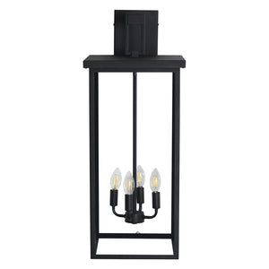 English Elm 30"(H) Elegant 4-Light Black Outdoor Wall Lantern Sconce Frosted Glass Weatherproof Porch Light W2312P374781