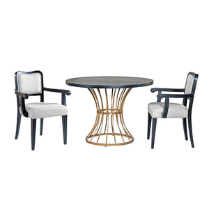English Elm 42" Round Oak Veneer Pedestal Dining Set with Upholstered Chairs for Kitchen Nooks N842PS125126B