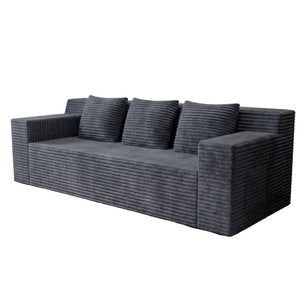 English Elm 71" Corduroy Modular Loveseat Deep Sink Cushions Two Seat Sofa for Apartments Dark Grey W5571P465274