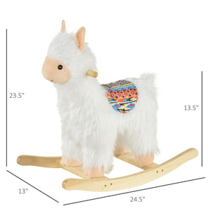 English Elm Llama Plush Rocking Toy for Toddlers with Wooden Rails Padded Seat and Grip Handle T3971P442666