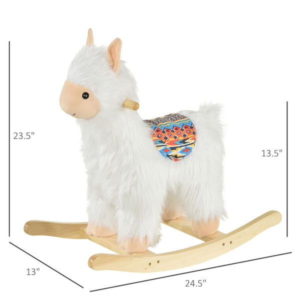 English Elm Llama Plush Rocking Toy for Toddlers with Wooden Rails Padded Seat and Grip Handle T3971P442666