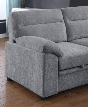 English Elm Kipling Chenille Sleeper Sectional with Storage Chaise and Built-in Usb Charging Light Gray B061S00832